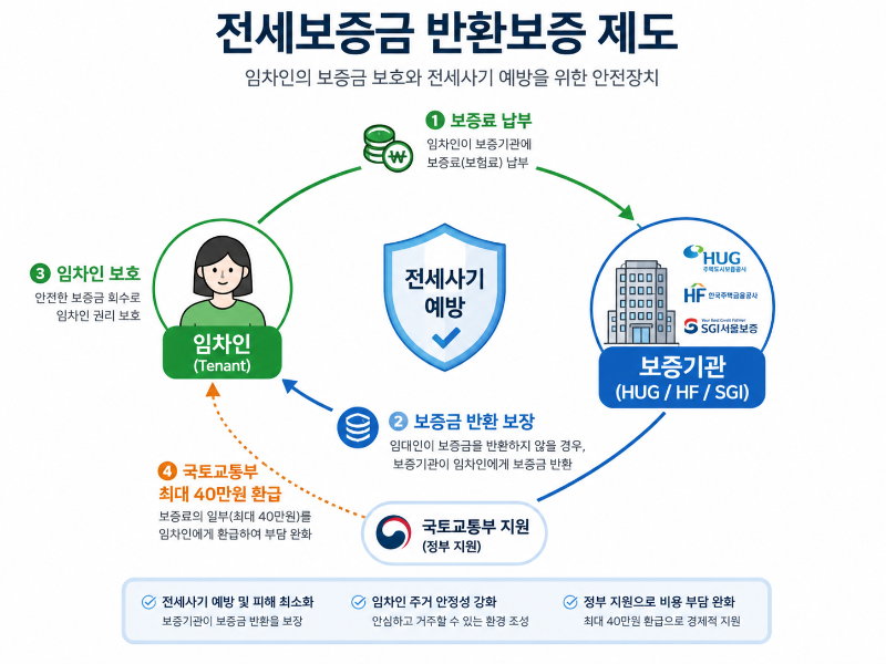 alt="전세보증금 반환보증의 작동 구조"