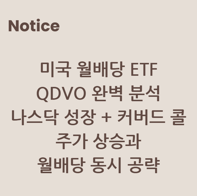 미국 월배당 ETF QDVO 완벽 분석 나스닥 성장 + 커버드 콜 = 주가 상승과 월배당 동시 공략