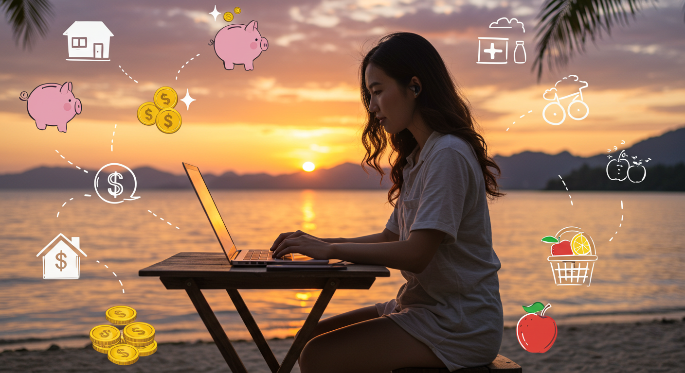 디지털 노마드의 자유로운 라이프스타일을 상징하는 이미지