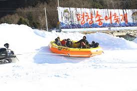 평창 송어 축제 2025 기간, 입장료, 텐트 낚시 예약에서 얼음 리프팅 모습