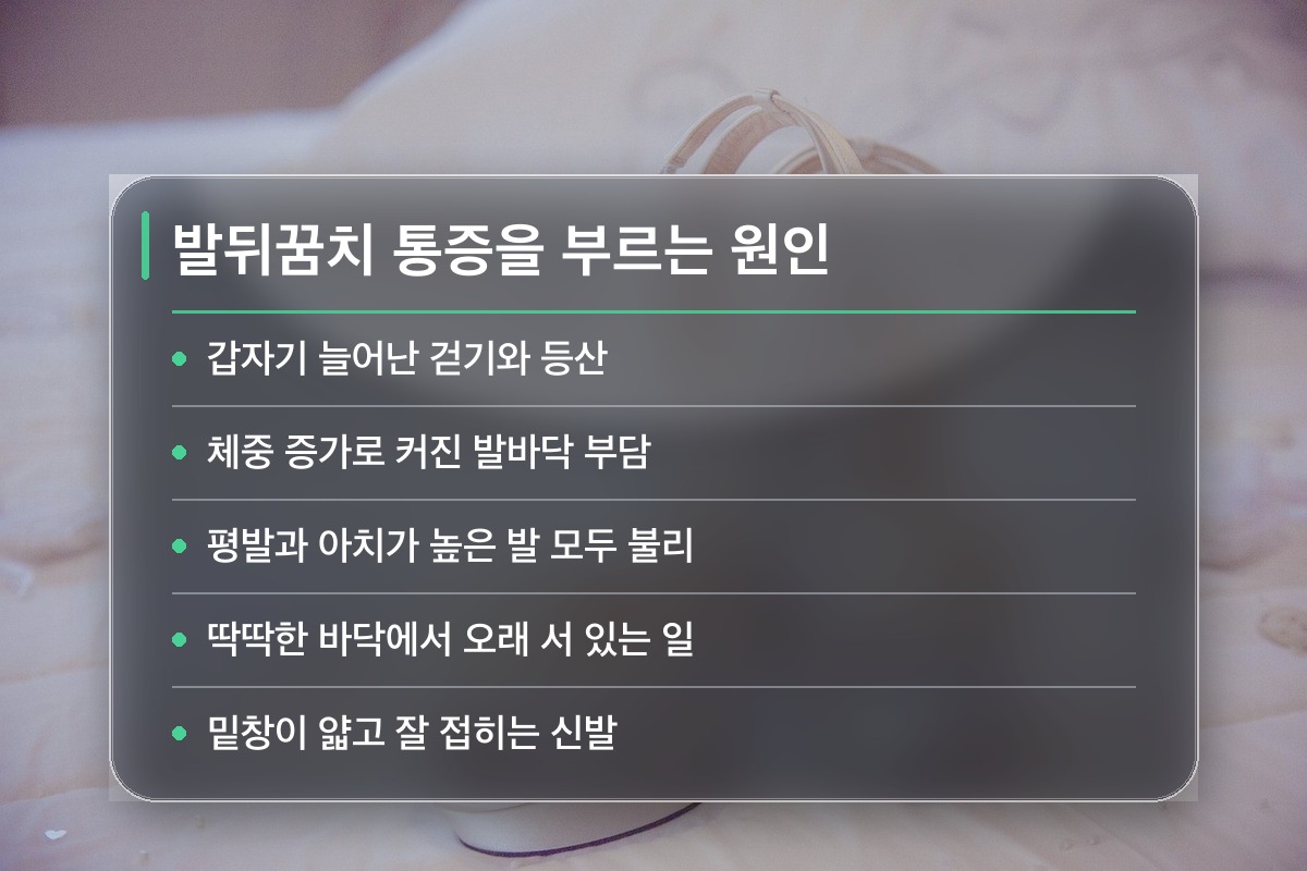 발뒤꿈치 통증 발뒤꿈치 통증을 만드는 원인은 하나가 아닙니다