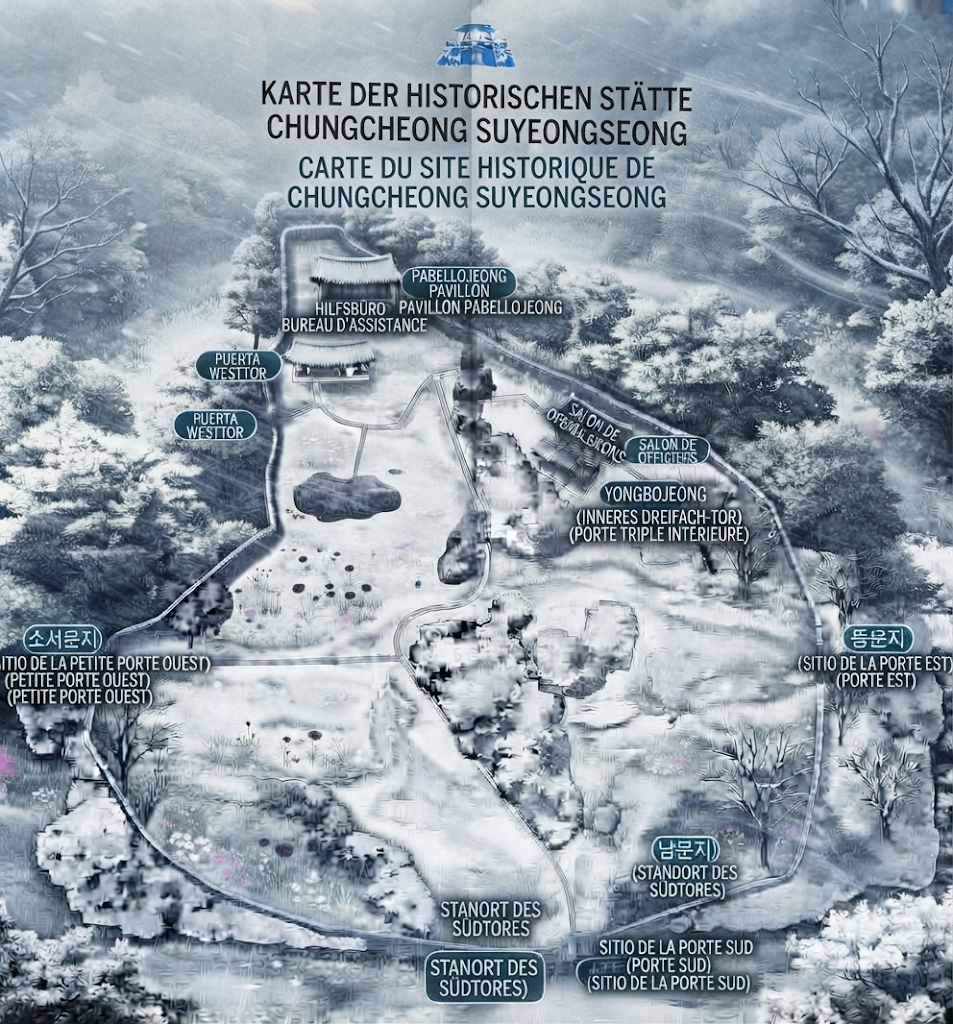 Plan guide de la forteresse Suyeongseong de Chungcheong &agrave; Boryeong