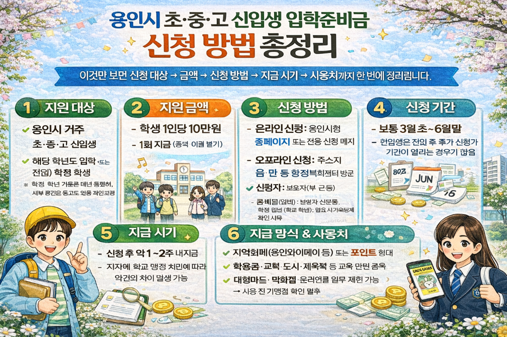 용인시 초&middot;중&middot;고 입학준비금 신청, 놓치면 후회하는 핵심 3가지
