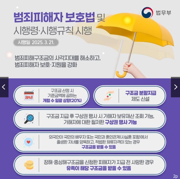 범죄피해자 보호법 및 시행령, 시행규칙 시행 안내 배너