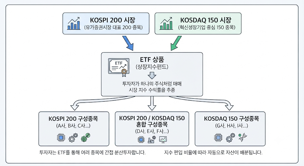 코스피200과 코스닥150 ETF의 투자 구조
