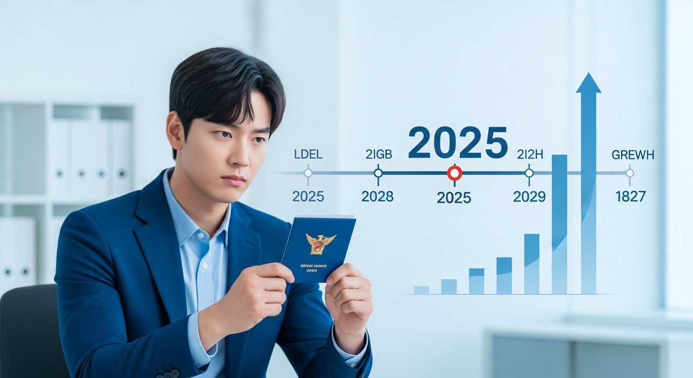 2025년부터 확대되는 군복무 크레딧으로 국민연금 가입 기간이 늘어나는 한국 남성.