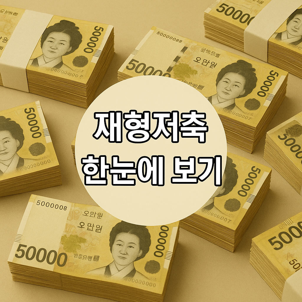 재형저축 한눈에 보기 – 5만원권 지폐 뭉치가 배경인 고화질 썸네일 이미지