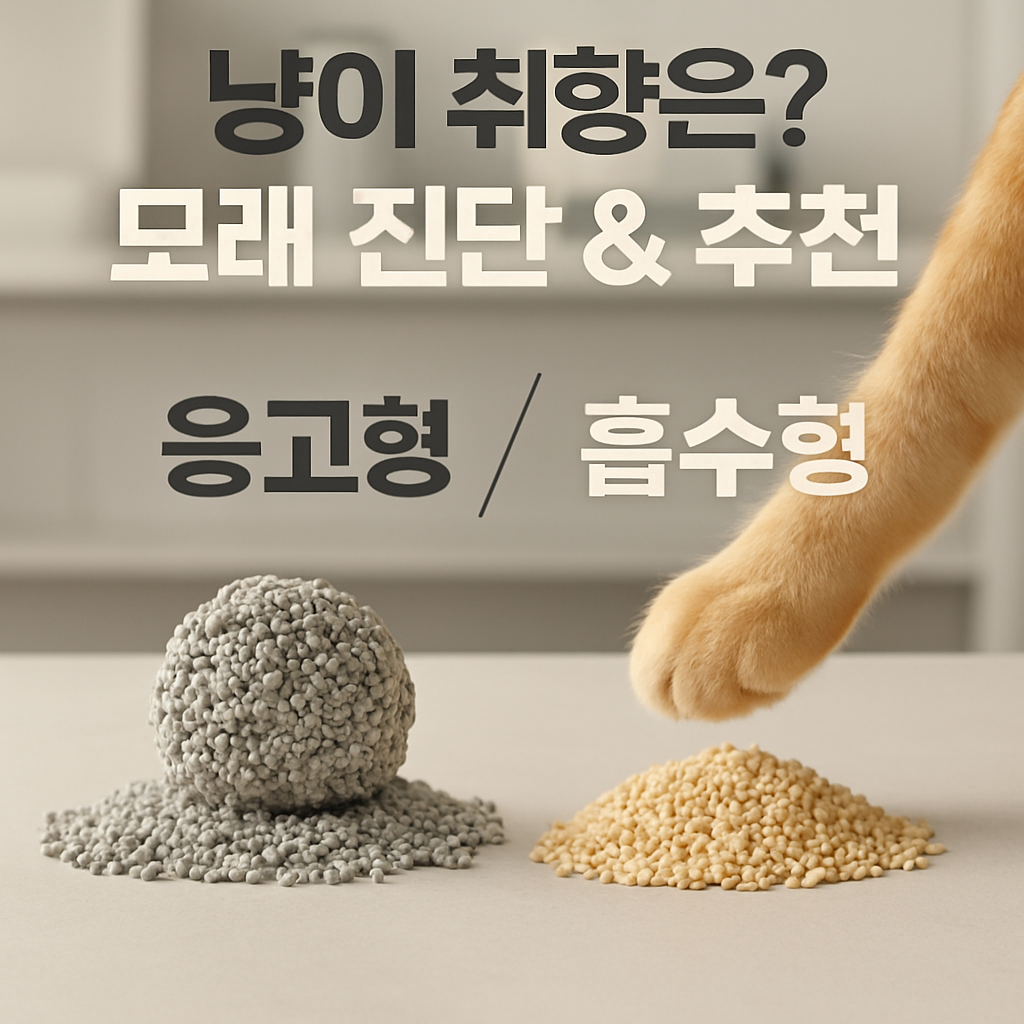 우리 냥이의 취향은? 응고형 vs 흡수형 고양이 모래, 직접 진단하고 추천받기!