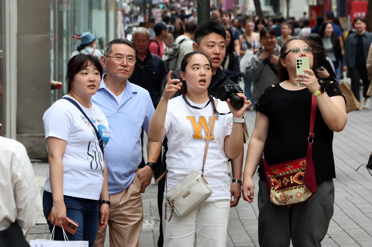 한국여행 온 중국인 가족