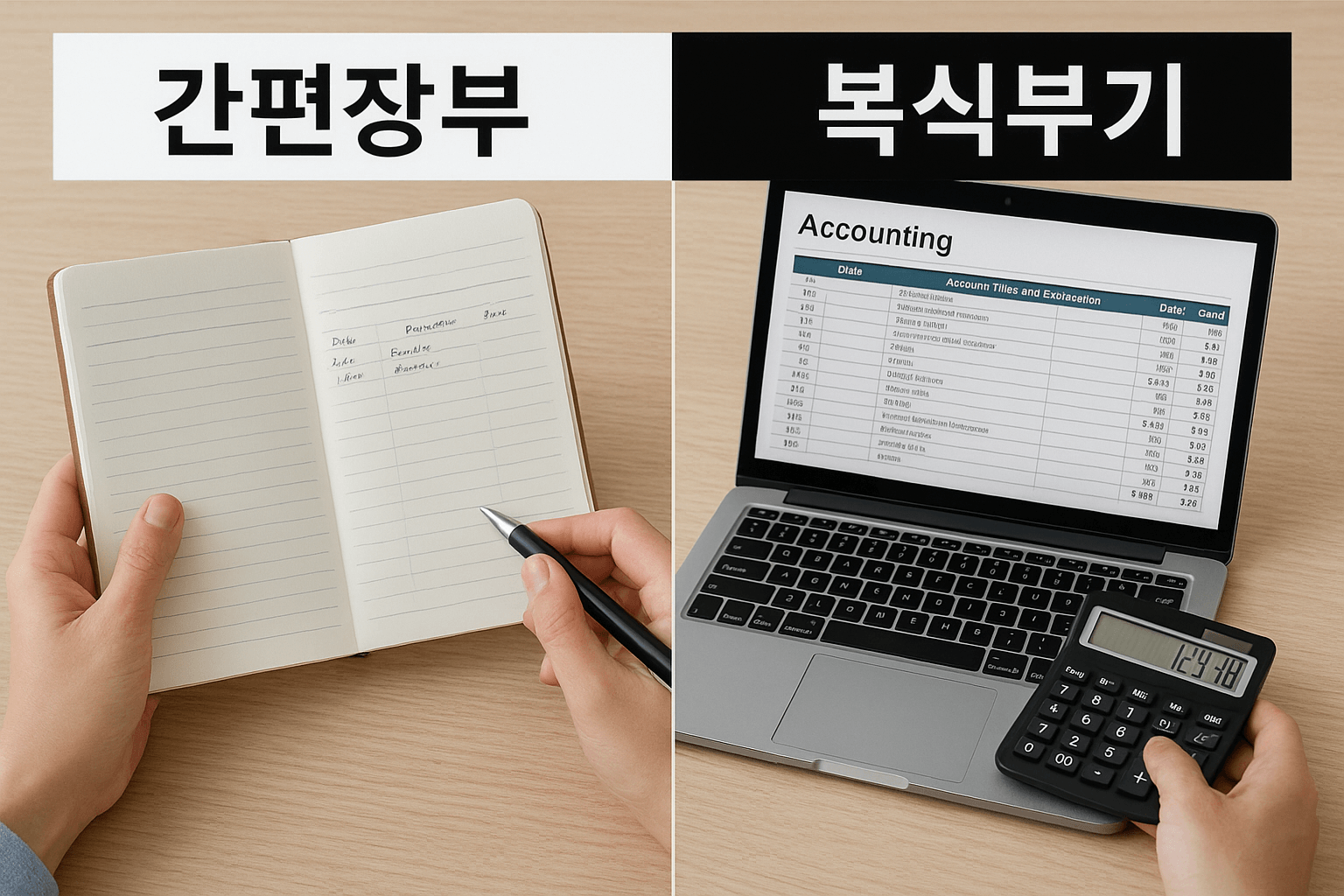 간편장부와 복식부기 사진