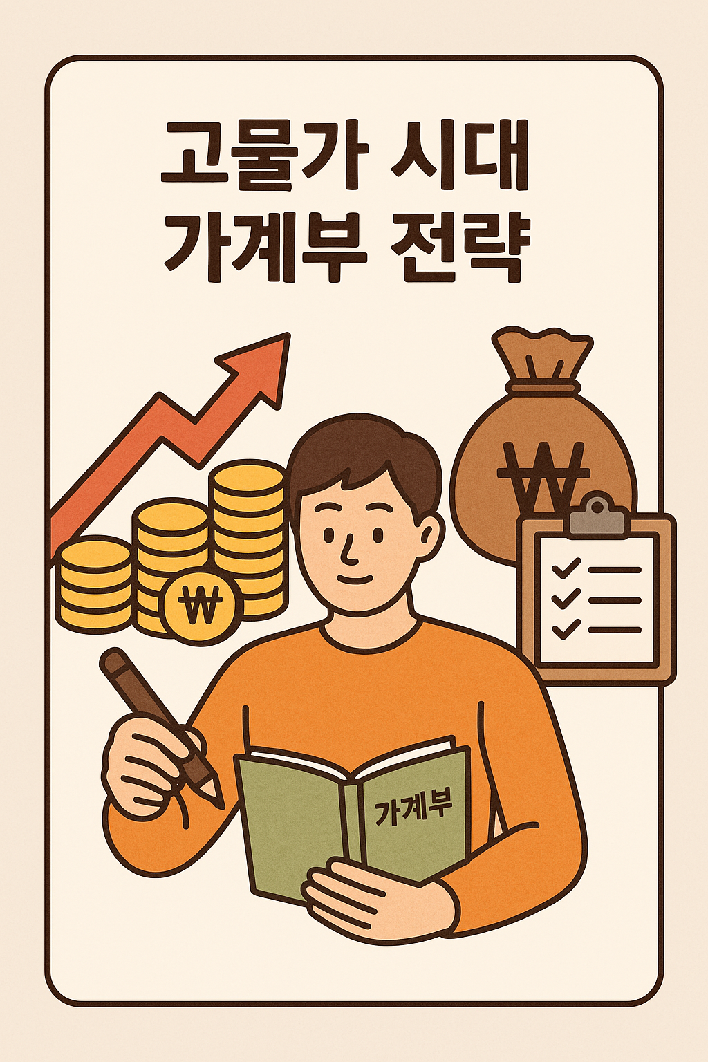 가계부를 적고 있는 남자의 모습의 이미지