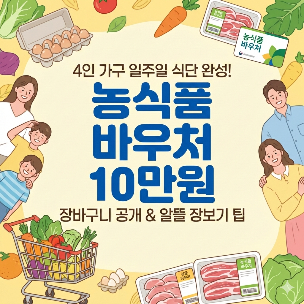 4인 가구 10만 원 장보기, 농식품 바우처 일주일 식단 완벽 가이드