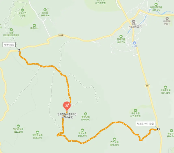 사려니숲길 코스정보