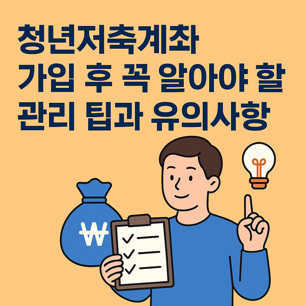 청년저축계좌 가입 후 꼭 알아야 할 관리 팁과 유의사항