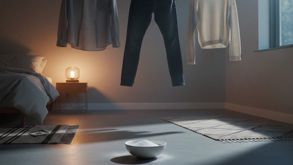 베이킹소다로 옷 냄새 빼는 사진