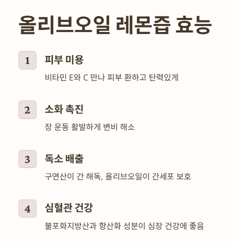올리브오일 레몬즙 효능 효과