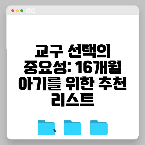 교구 선택의 중요성: 16개월 아기를 위한 추천 리스트