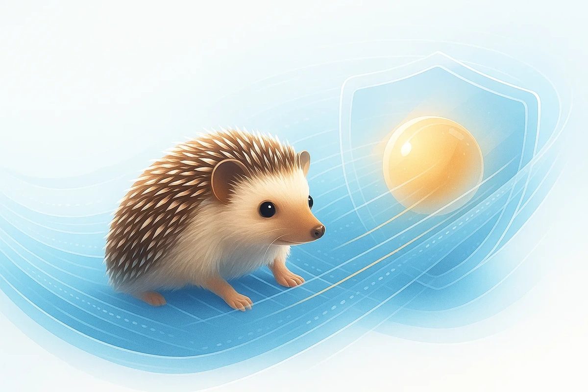 귀여운 고슴도치와 보안 컨셉 일러스트