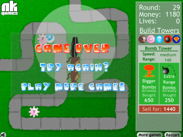 풍선타워디펜스-플래시게임-종료-화면