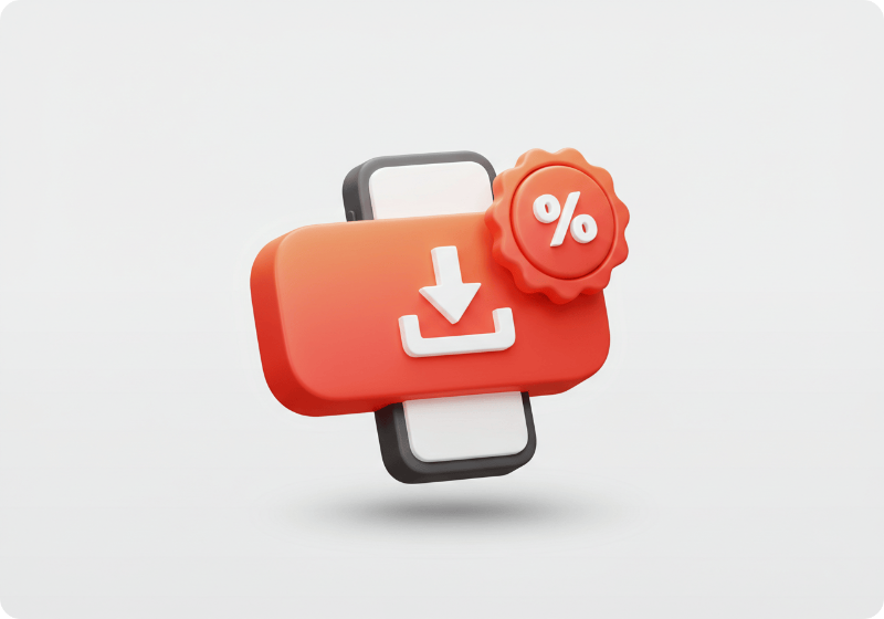 지금 바로 20% 할인받으라는 행동 유도 다운로드 버튼 아이콘