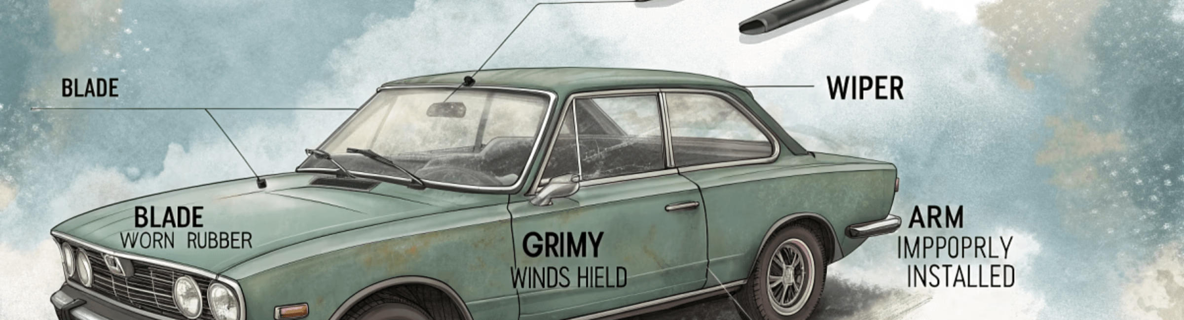 와이퍼 떨림의 주요원인을 차 외형으로 보여주는 이미지