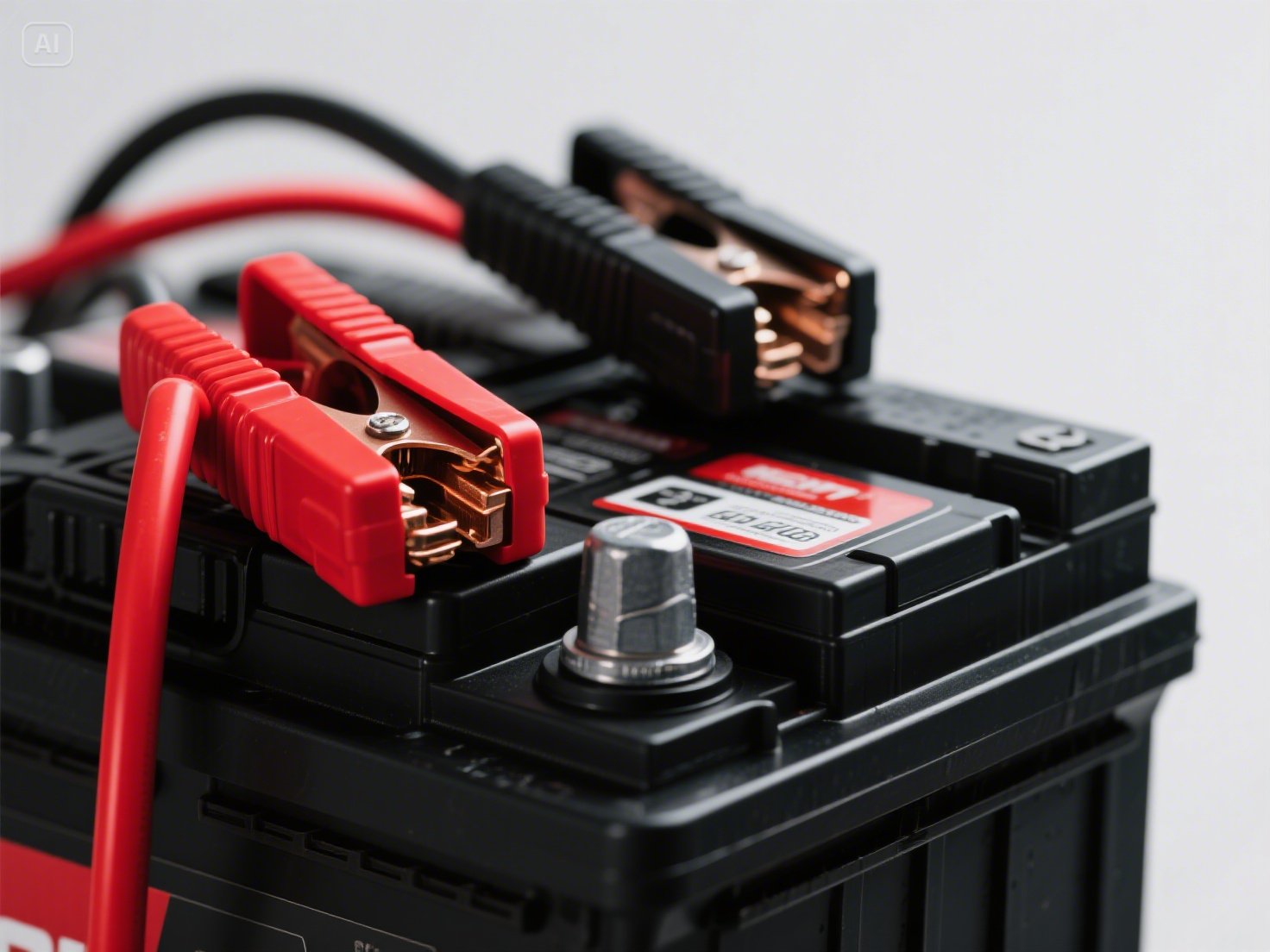 자동차 배터리와 점프케이블 이미지