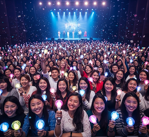 안전하고 즐겁게 콘서트를 관람하는 팬들의 모습입니다.