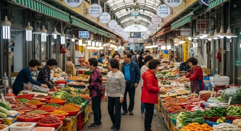 전통시장 풍경과 맛있는 음식