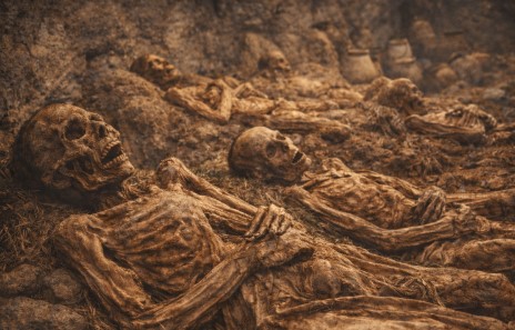 구안체인 문명의 동굴 장례 미라와 보존된 고대 장례 유적