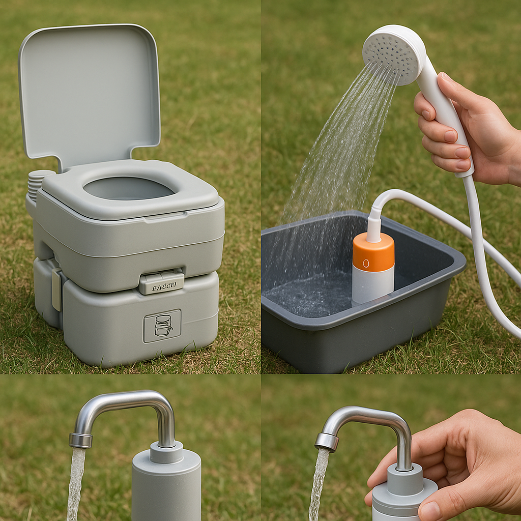 캠핑 욕실세트 총정리 (포터블변기, 샤워기, 수압)