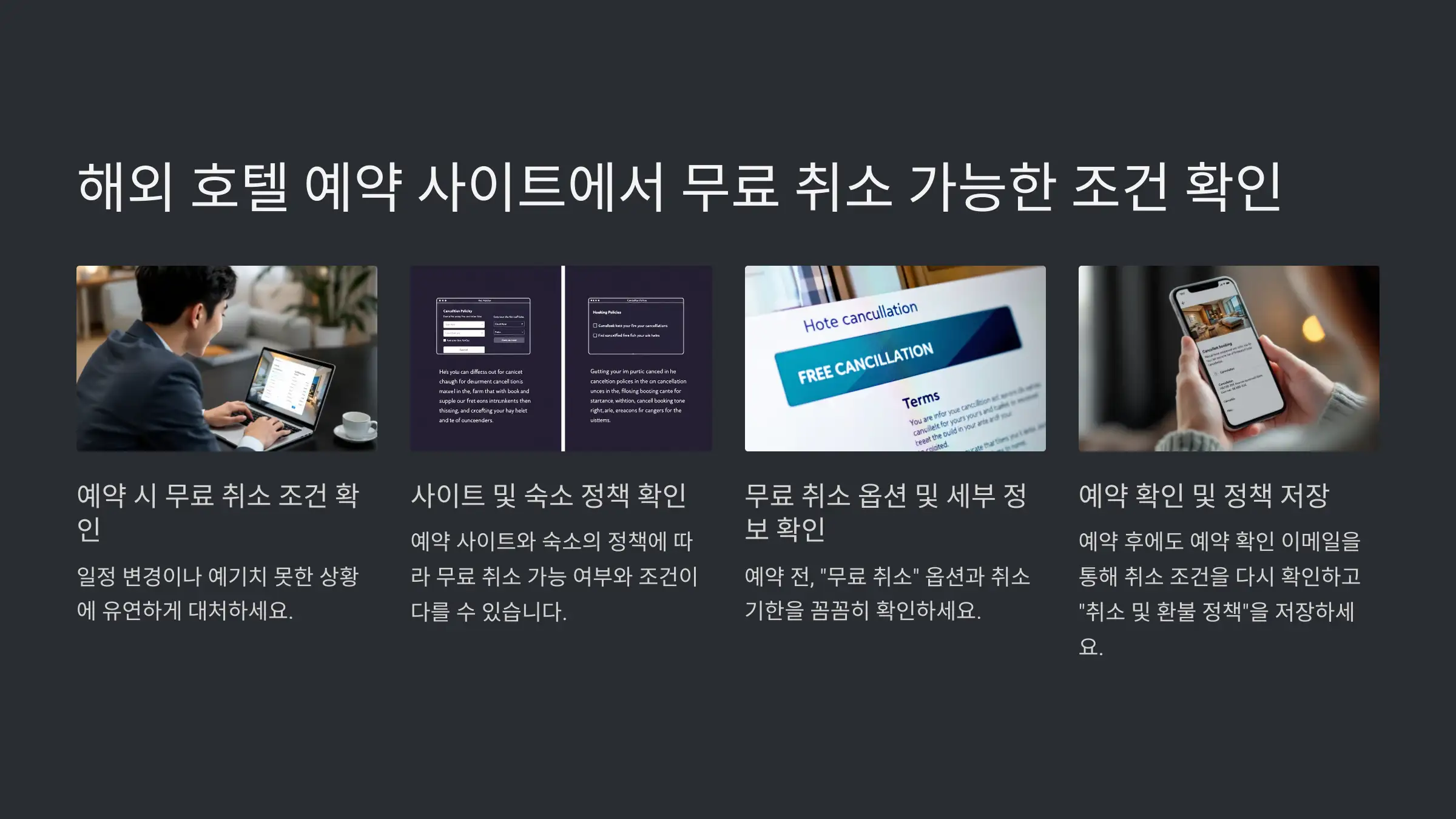 해외 호텔 예약 사이트에서 무료 취소 가능한 조건