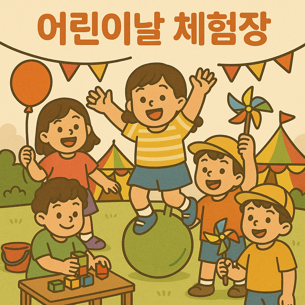 어린이 체험장에서 놀고있는 어린이들