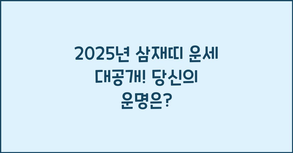 2025년 삼재띠