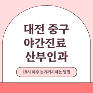 대전 중구 야간진료 늦게까지 진료 하는 산부인과 병원 (18시 이후 지금 진료 중인 병원)