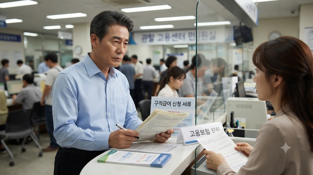 퇴직 후에 실업 급여를 알아보는 남성