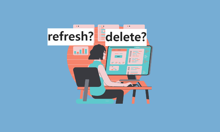 애드센스 승인 준비 중, 블로그 글을 삭제할 지 수정할 지 고민하는 블로거의 모습