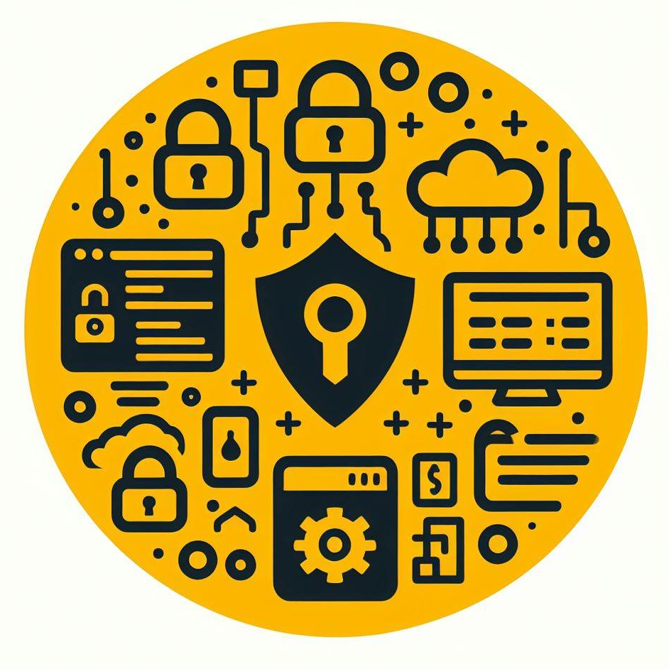 보안 아이콘 주변으로 각종 도구들