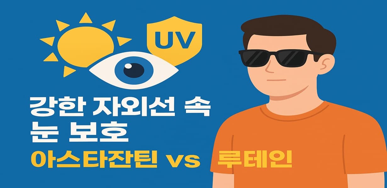 “강한 자외선 속 눈 보호를 위한 아스타잔틴과 루테인 비교 썸네일 이미지”