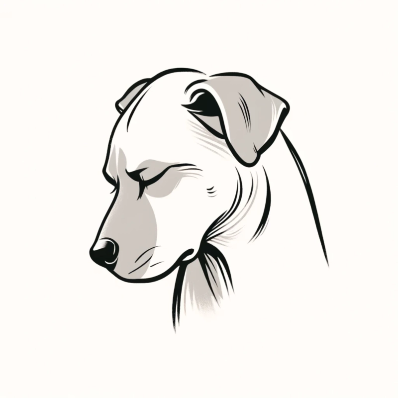 강아지가 불안과 복종의 감정을 표현하는 순간을 표현한 개 얼굴