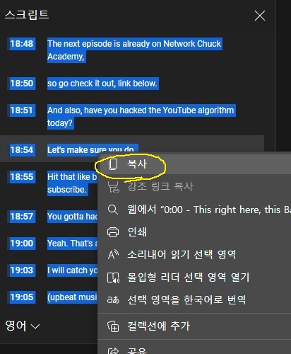 유튜브 자막 추출 3