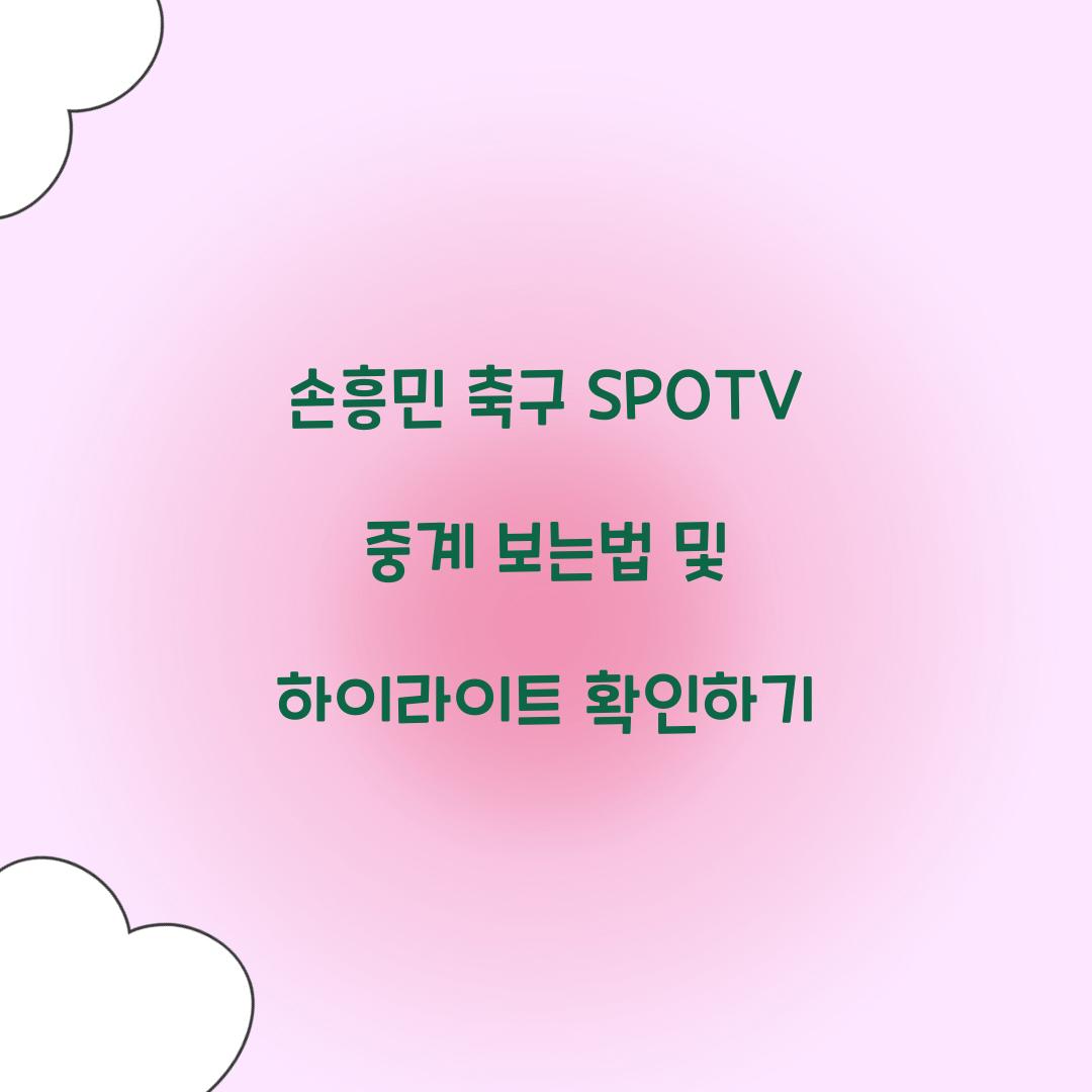 손흥민 축구 SPOTV 중계 보는법