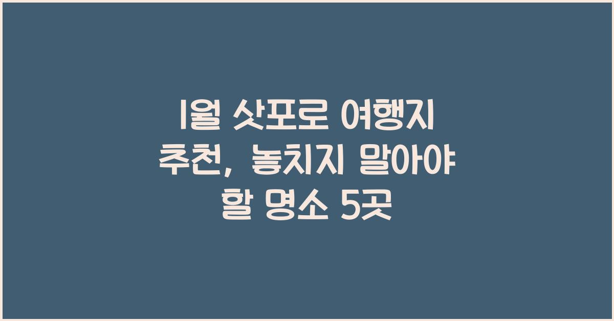1월 삿포로 여행지 추천
