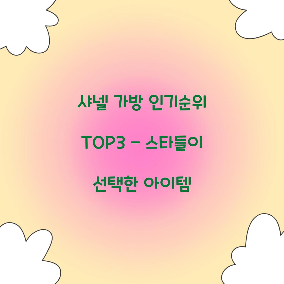 샤넬 가방 인기순위