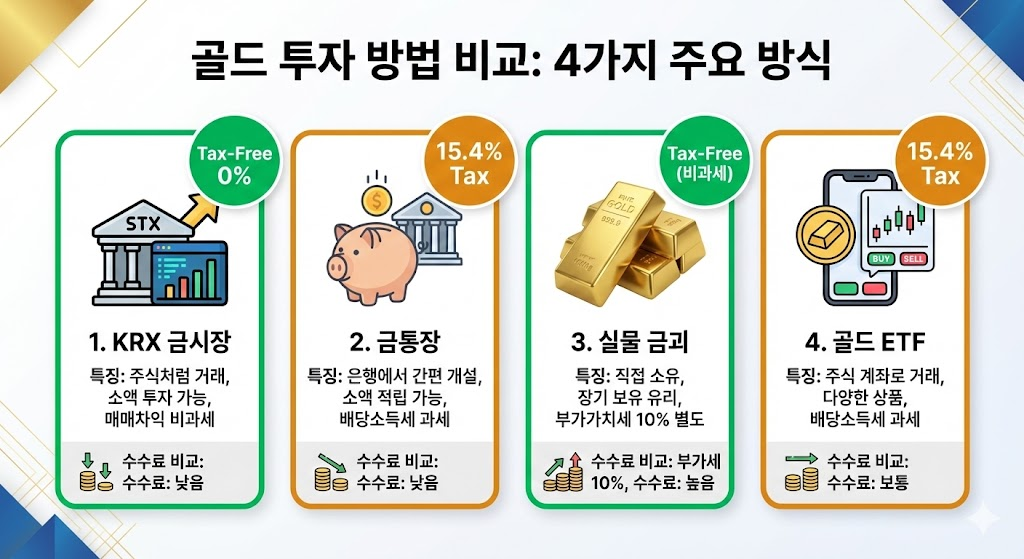 금 투자 방법 4가지, 세금&middot;수수료까지 완벽 비교