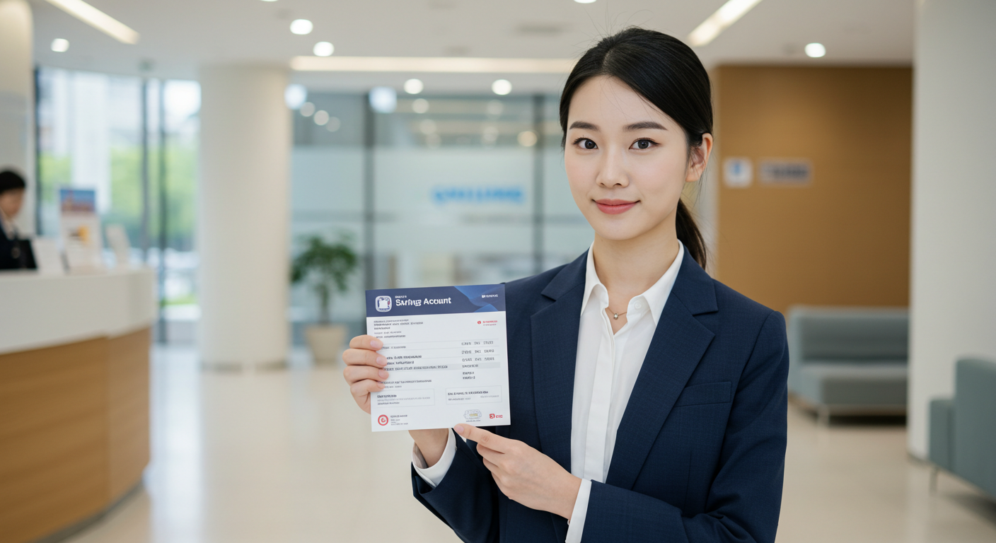 통장 들고 있는 여성