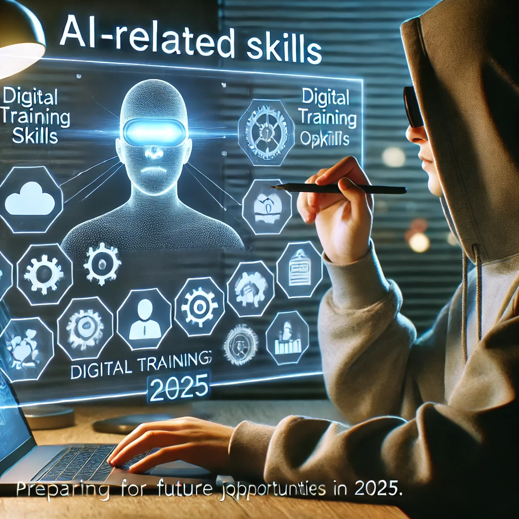 AI 관련 기술을 온라인으로 학습하며 미래 일자리를 준비하는 사람