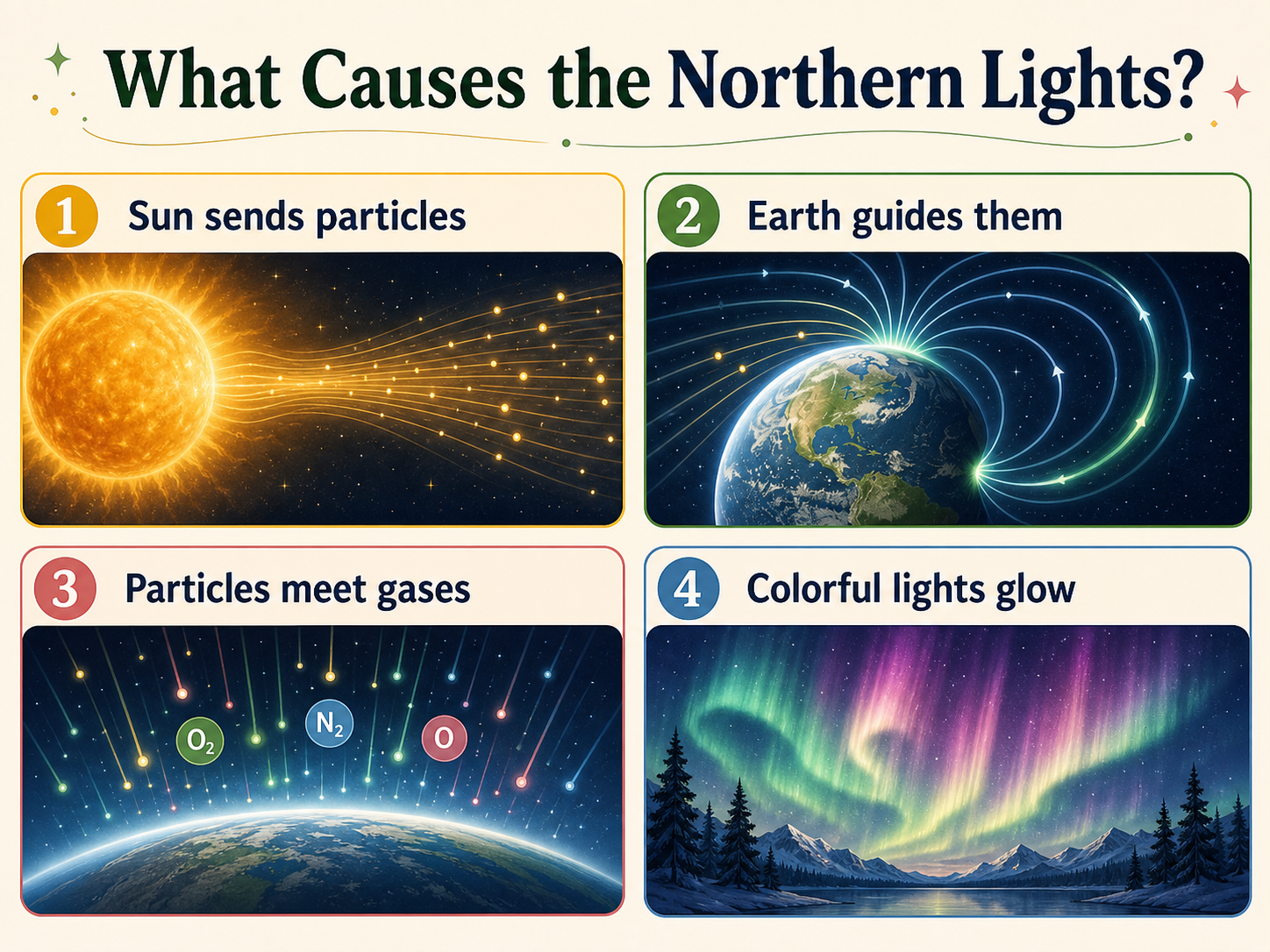 Infographic explaining what causes the Northern Lights