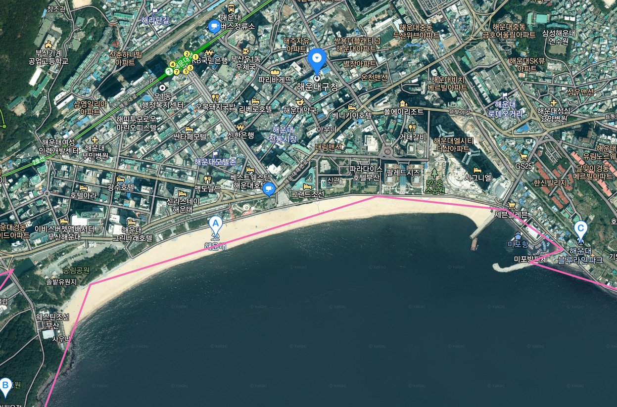 해운대 위성사진