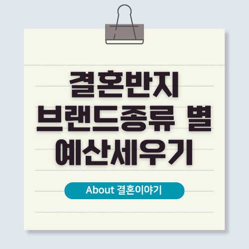 결혼반지 선택과 준비의 모든 것