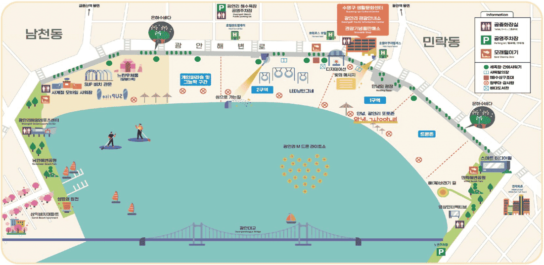 광안리 해변 안내도